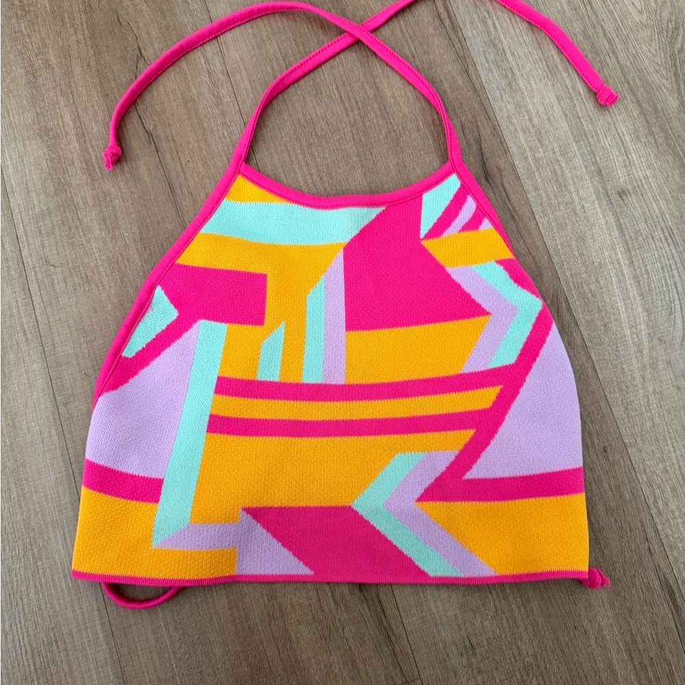 Zara Pink and Orange Halter Top